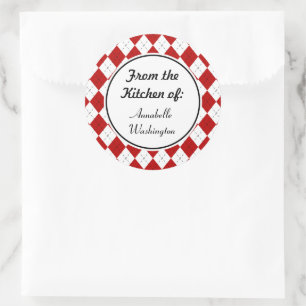 Personalized Red Kitchen Baking Stickers