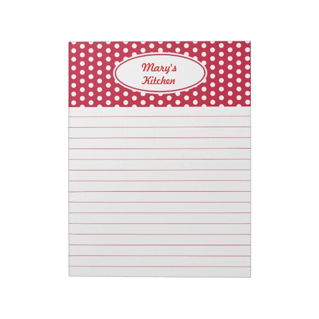 Personalized Red Kitchen Notepad (Rotated)