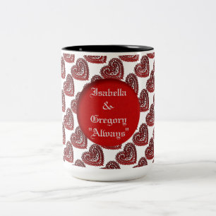 Personalized Red Lace Hearts Pattern Mug