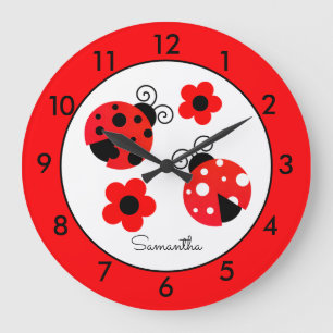 Personalized Red Ladybug Round Clock