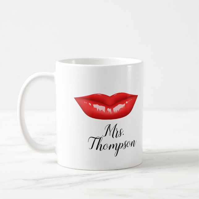 Personalized Red Lips Elegant Coffee Mug (Left)