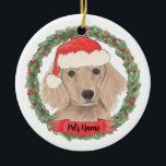 Personalized Red Long Haired Dachshund Ceramic Ornament<br><div class="desc">Make the nice list this year with a personalized ornament of your sweet red long haired dachshund!</div>