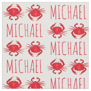 Personalized Red Maryland Crab Crabs Beach Fabric