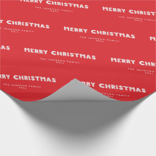 Personalized Red Merry Christmas Wrapping Paper