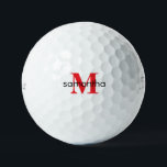 Personalized Red Monogram Titleist Pro VI  Golf Balls<br><div class="desc">Custom Golf Ball.  Red and black text.  Initial and Name.  Woman gift.   Titleist Pro V1  Personalize.</div>