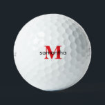 Personalized Red Monogram Titleist Pro VI  Golf Balls<br><div class="desc">Custom Golf Ball.  Red and black text.  Initial and Name.  Woman gift.   Titleist Pro V1  Personalize.</div>
