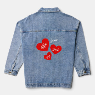 Personalized Red Mother's Hearts Denim Jacket