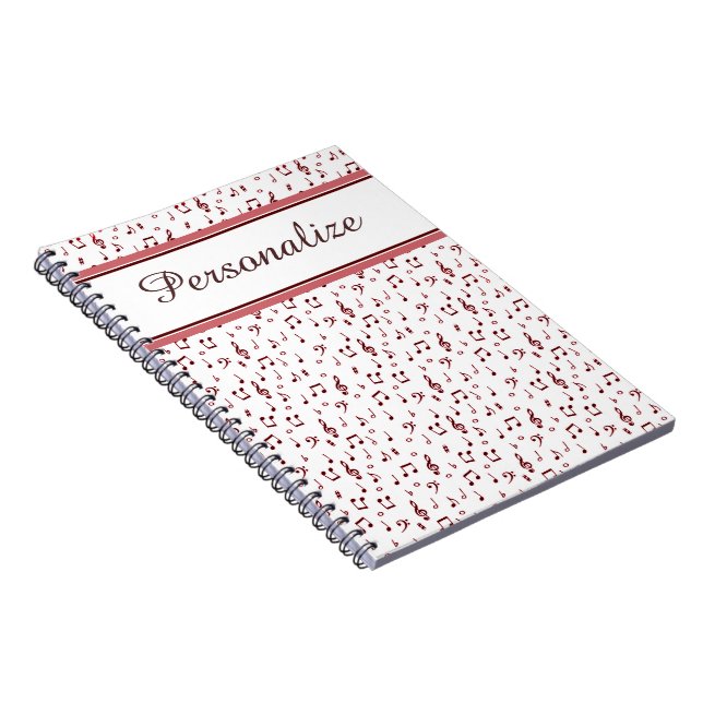 Personalized Red music theme Notebook (Right Side)