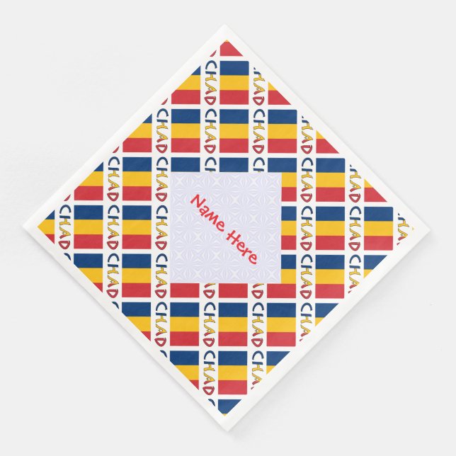 Personalized Red Name Chad Flag Tiled Napkin (Corner)