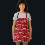 Personalized Red Name Collage Cute Christmas Apron<br><div class="desc">A festive red Christmas apron decorated in nine different fonts spelling your last name in white. Cute custom kids gift with fun typography.</div>