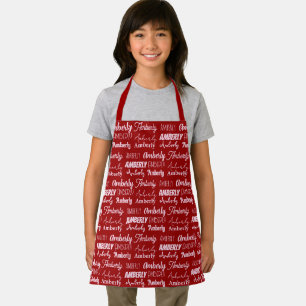 Personalized Red Name Collage Cute Christmas Apron