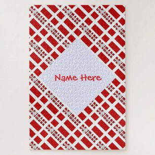 Personalized Red Name Denmark Flag Tiled Jigsaw Puzzle