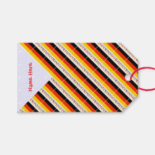 Personalized Red Name Germany Flag Tiled Gift Tags