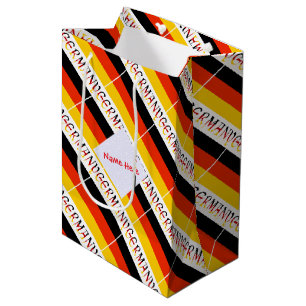 Personalized Red Name Germany Flag Tiled Medium Gift Bag