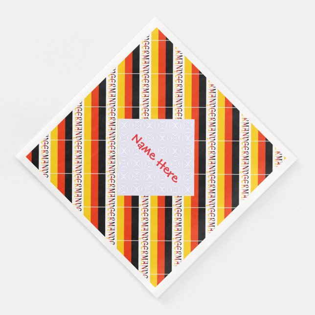 Personalized Red Name Germany Flag Tiled Napkin (Corner)