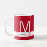 Personalized Red Name Initial Modern Monogram Mug