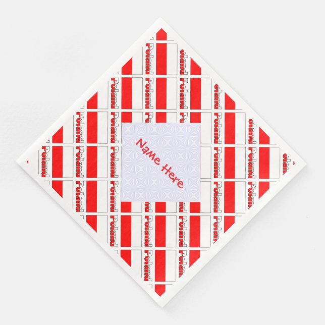 Personalized Red Name Poland Flag Tiled Napkin (Corner)