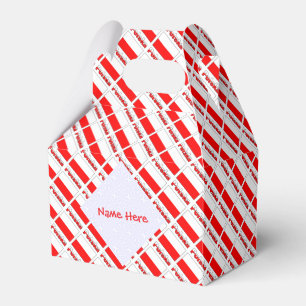 Personalized Red Name Polska Flag Tiled Gable Favor Box
