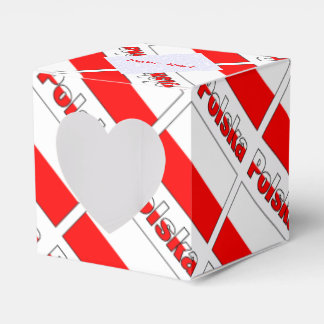 Personalized Red Name Polska Flag Tiled Heart Favor Box