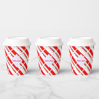 Personalized Red Name Polska Flag Tiled Party Paper Cups