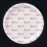 Personalized Red Name Script  Paper Plate<br><div class="desc">Red personalized script name paper plates.  Perfect for a your event or special celebration.</div>