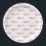 Personalized Red Name Script  Paper Plate<br><div class="desc">Red personalized script name paper plates.  Perfect for a your event or special celebration.</div>