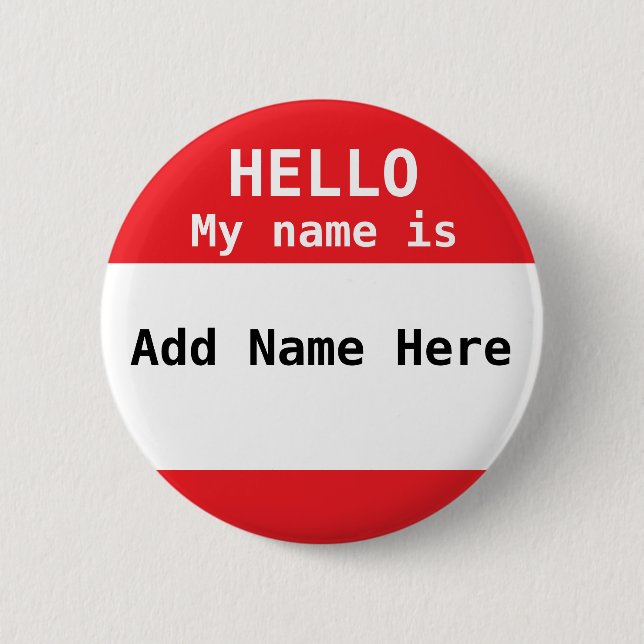 Personalized Red Nametag Button (Front)