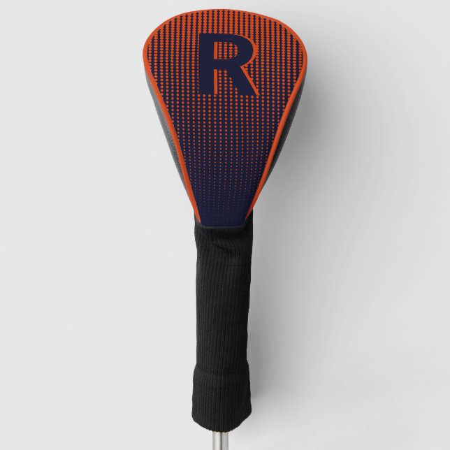 Personalized Red Navy Halftone Monogram Initial Golf Head Cover (Front)