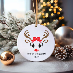 Personalized Red Nose Rudolf Christmas Ornament