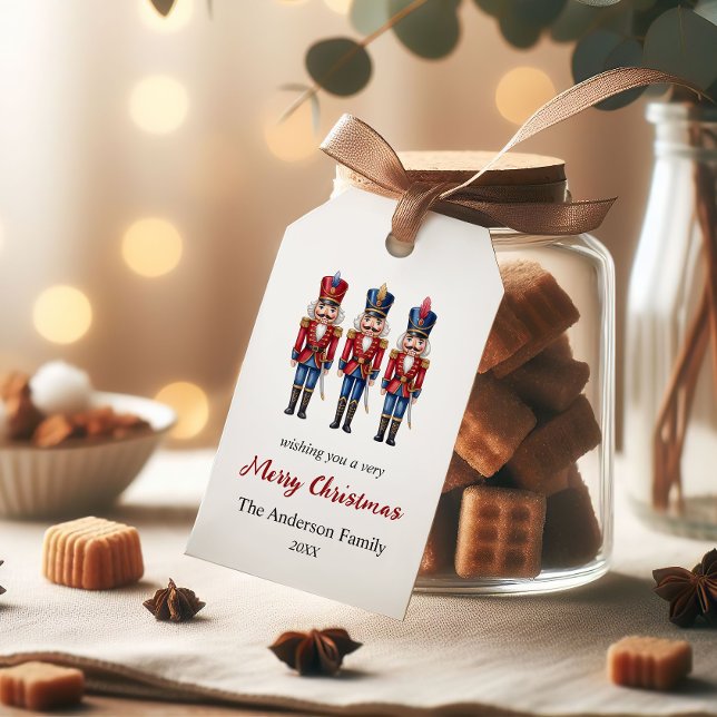 Personalized Red Nutcracker Christmas Gift Tags (Creator Uploaded)