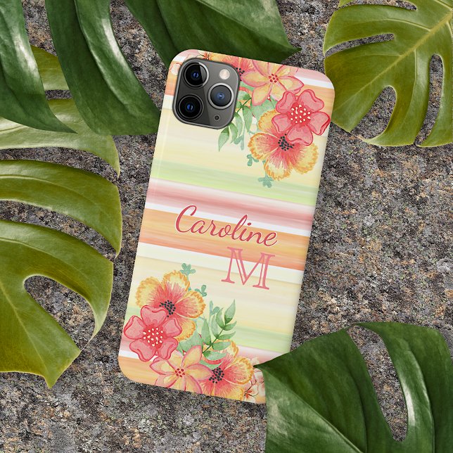Personalized Red Orange Lime Green Stripes Pattern Case-Mate iPhone Case (Creator Uploaded)