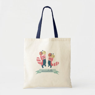 Personalized Red Panda Attack with Apples Tote Bag