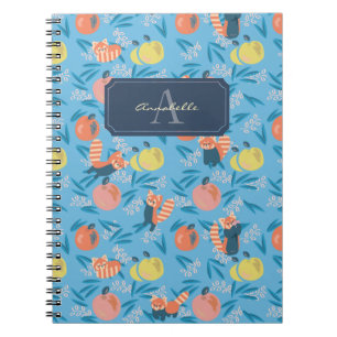 Personalized 'Red Panda' Blue Apple Notebook