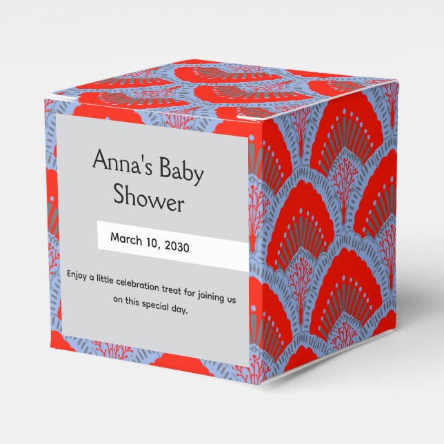 Personalized Red Peacock Feather Favor Box (Front Side)