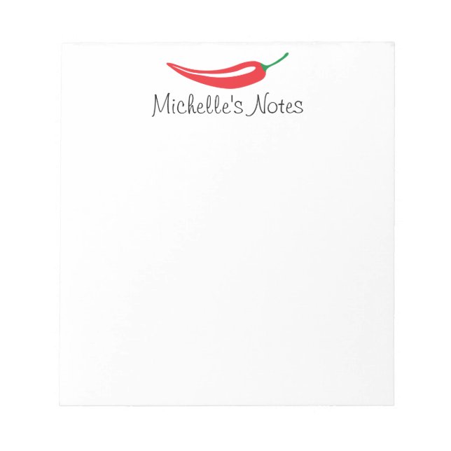 Personalized red pepper notepad for recipes & more (Front)