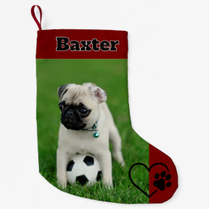 Personalized Red Pet Dog Photo Monogram Name Small Christmas Stocking