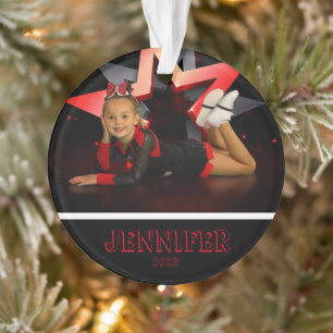 Personalized Red Photo Cheerleading Ornament