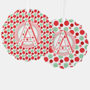Personalized Red Pink and Green Polka Dots Ornament Card