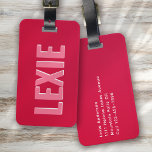 Personalized Red Pink Monogram Shadow Luggage Tag<br><div class="desc">Liven up your luggage with this personalized design that's perfect for travellers</div>