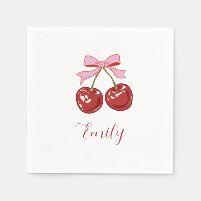  Personalized Red Pink Name Napkin (Front)