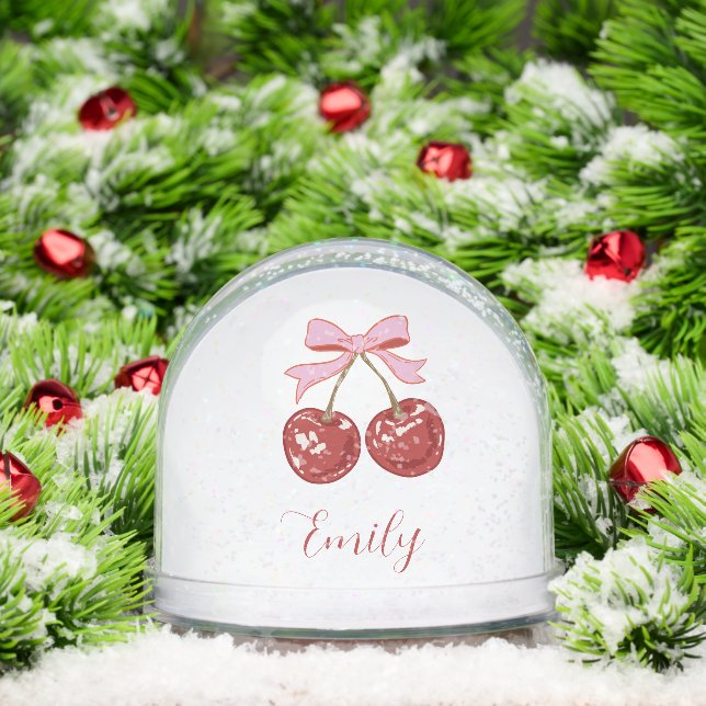 Personalized Red Pink Name Snowglobe (Christmas)
