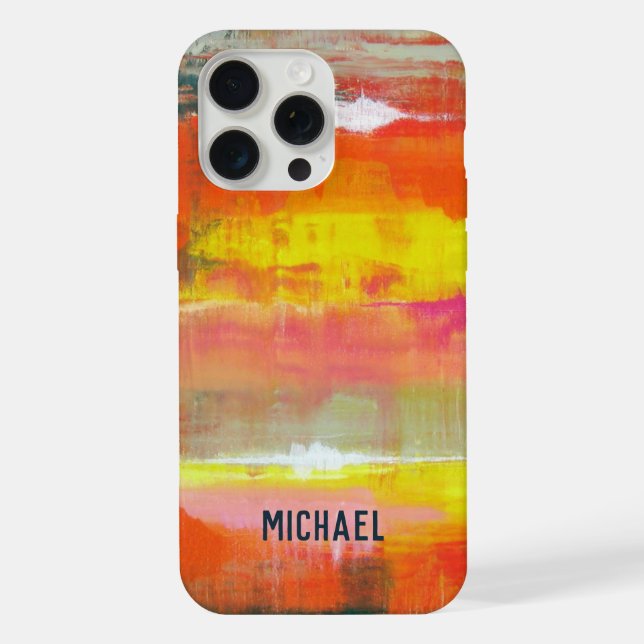 Personalized Red Pink Yellow Abstract Art  iPhone Case (Back)
