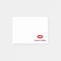 Personalized red pixel lips kiss Post-it® notes