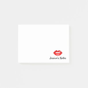 Personalized red pixel lips kiss Post-it® notes
