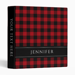 Personalized Red Plaid Binder