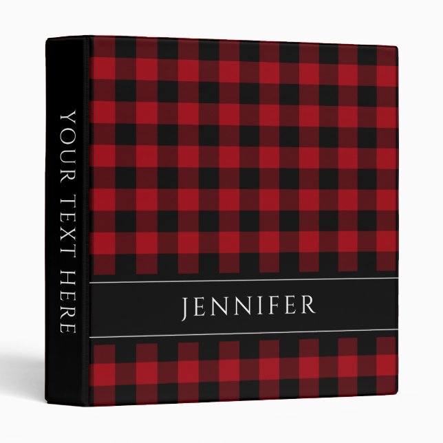 Personalized Red Plaid Binder (Front/Spine)