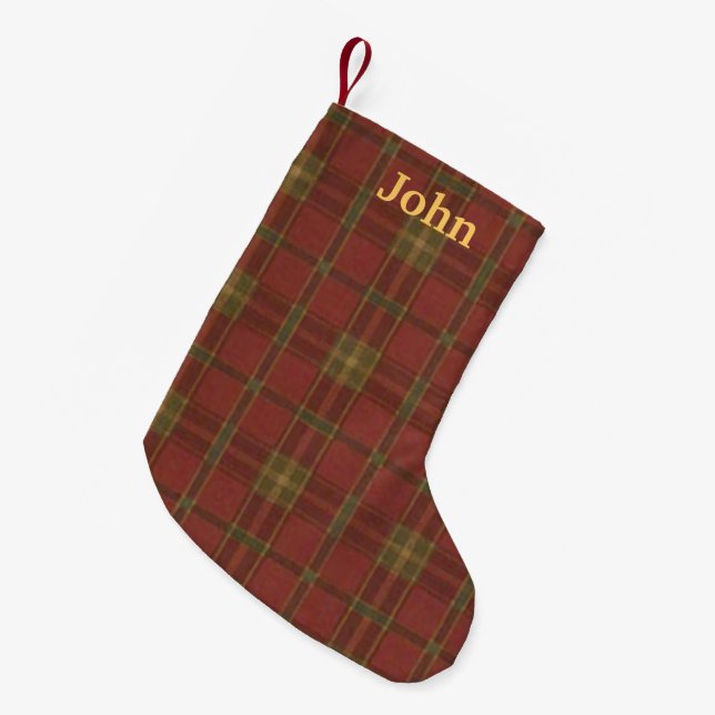 Personalized Red Plaid Christmas Stocking (Front (Hanging))