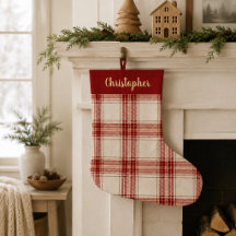 Personalized Red Plaid Christmas Stocking