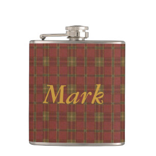 Personalized Red Plaid Flask