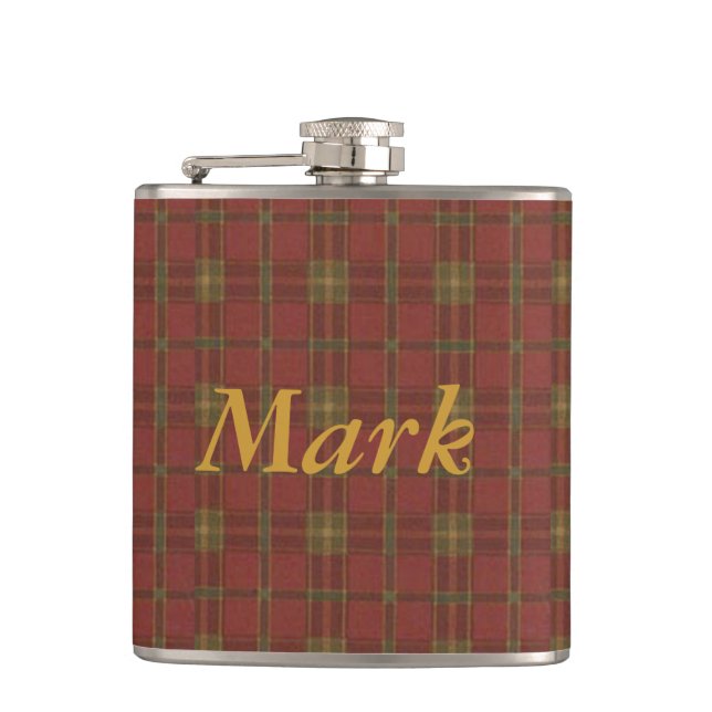 Personalized Red Plaid Flask (Front)